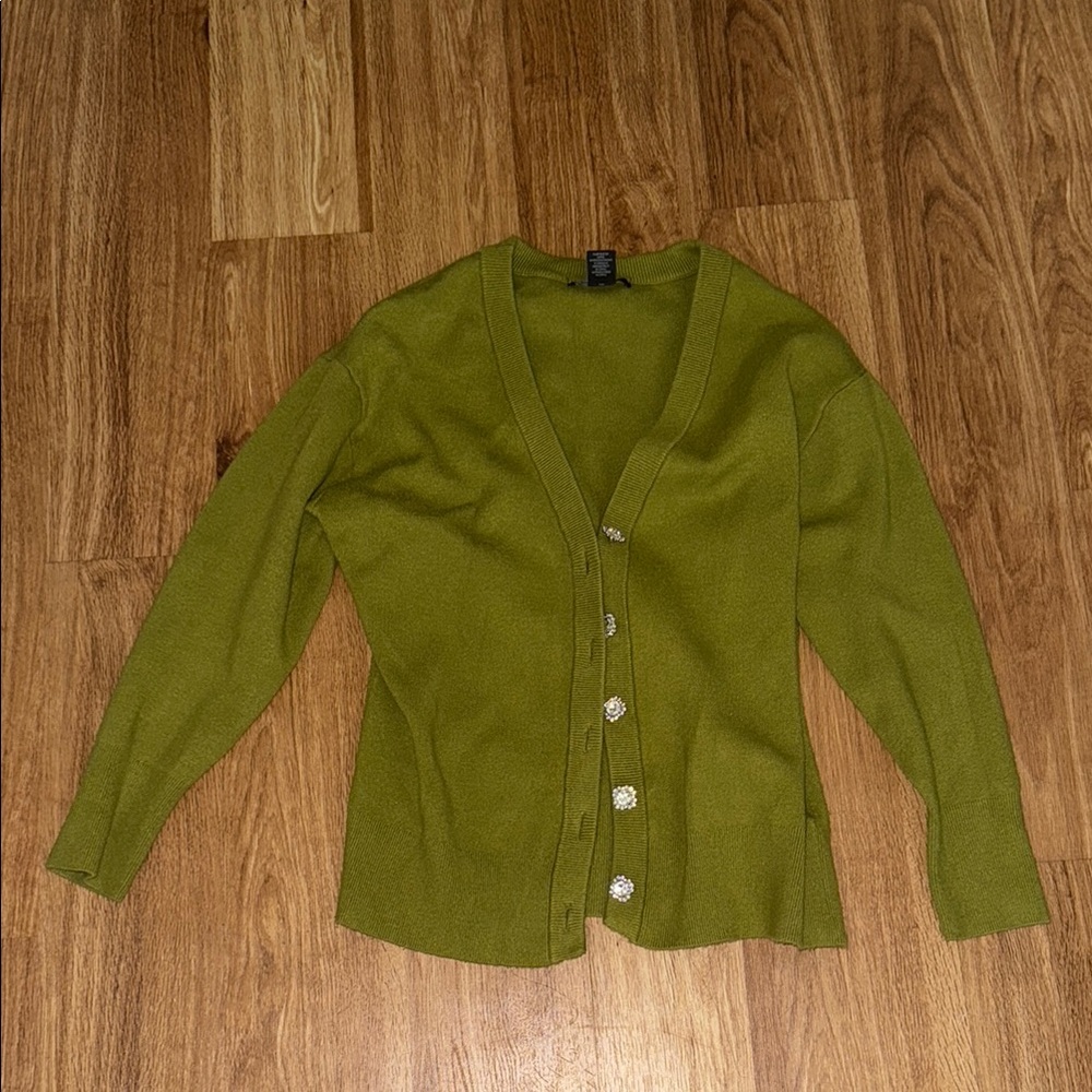 Tahari Green Button-Front Women's Cardigan